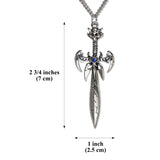 Gothic Etched Sword with Skull Medieval Renaissance Pendant Necklace NK-558