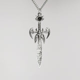 Gothic Etched Sword with Skull Medieval Renaissance Pendant Necklace NK-558