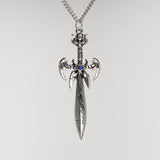 Gothic Etched Sword with Skull Medieval Renaissance Pendant Necklace NK-558