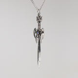 Gothic Etched Sword with Skull Medieval Renaissance Pendant Necklace NK-558