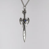 Gothic Etched Sword with Skull Medieval Renaissance Pendant Necklace NK-558