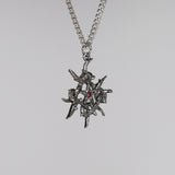 Gothic Pentacle with Purple Crystal Set in Vines Pendant Necklace NK-563