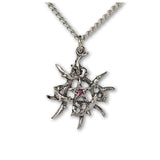 Gothic Pentacle with Purple Crystal Set in Vines Pendant Necklace NK-563