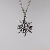 Gothic Pentacle with Purple Crystal Set in Vines Pendant Necklace NK-563