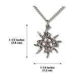 Gothic Pentacle with Purple Crystal Set in Vines Pendant Necklace NK-563