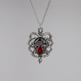 Gothic Spider with Red Stone Body in Thorns Silver Finish Pendant Necklace NK-587