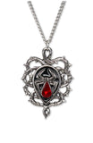 Gothic Spider with Red Stone Body in Thorns Silver Finish Pendant Necklace NK-587