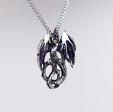 Mystical Purple Dragon Medieval Renaissance Pendant Necklace NK-589P