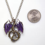 Mystical Purple Dragon Medieval Renaissance Pendant Necklace NK-589P