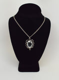 Gothic Black Rose Cameo In Thorn Frame Silver Finish Pendant Necklace NK-604BW