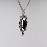 Gothic Black Rose Cameo In Thorn Frame Silver Finish Pendant Necklace NK-604BW