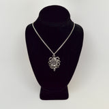 Gothic Rose in Thorns Pendant Necklace in Silver Pewter NK-607