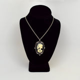 Gothic Lolita Cameo Ivory on Black with Crystals Pewter Pendant Necklace NK-610