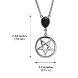 Inverted Pentacle with Black Crystal Medieval Renaissance Pendant Necklace NK-616