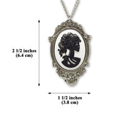 Gothic Lolita Skull Cameo Black on White in Pewter Frame Pendant Necklace NK-624