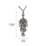 Double Dragon Sword with Blue Crystal Pendant Necklace NK-646