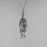 Double Dragon Sword with Blue Crystal Pendant Necklace NK-646