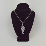 Double Dragon Sword with Blue Crystal Pendant Necklace NK-646