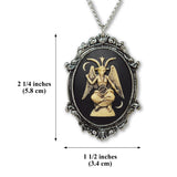 Antiqued Sitting Satanic Baphomet Cameo In Silver Finish Frame Necklace Pendant NK-674 ANT