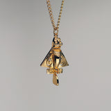 Quimbaya Flyer Pendant Necklace 24K GP Ancient Alien Artifact Golden Jet NK-692