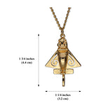 Quimbaya Flyer Pendant Necklace 24K GP Ancient Alien Artifact Golden Jet NK-692