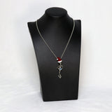 Holiday UFO Alien with Red Santa Hat Holding Crystal Ball Silver Finish Pendant Necklace NK-695