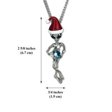 Holiday UFO Alien with Red Santa Hat Holding Crystal Ball Silver Finish Pendant Necklace NK-695