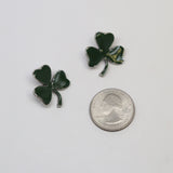 St Patricks' Day Irish Shamrock Pin - Two Pack - Green Enamel on Pewter Three Leaf Clover PIN-74x2