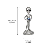 Alien Holding Faceted Blue Crystal Ball Pewter Statue S-006