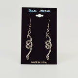 Coiled Snakes Serpents Silver Pewter Dangle Earrings #1009