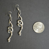 Coiled Snakes Serpents Silver Pewter Dangle Earrings #1009