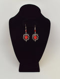 Gothic Red Rose Cameo Earrings Surrounded by Thorns with Red Bead #1011