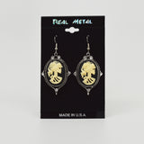 Gothic Lolita Cameo Ivory on Black Earrings with Five Austrian Crystals #1012