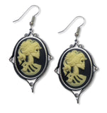 Gothic Lolita Cameo Ivory on Black Earrings with Five Austrian Crystals #1012