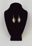 Gothic Lolita Skull Cameo Dangle Earrings Ivory on Black #1014I