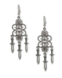 Gothic Multi Dagger Chandilier Medieval Renaissance Earrings #1016