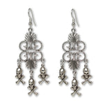 Gothic Skull and Crossbones Chandelier Dangle Earrings #1017