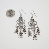 Gothic Skull and Crossbones Chandelier Dangle Earrings #1017