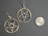 Gothic Inverted Pentacle Silver Pewter Medieval Renaissance Earrings #1019