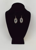 Gothic Lolita Skull Cameo Black on White Small Pewter Earrings #1024BW