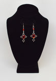 Gothic Cross with Red Stone Medieval Renaissance Dangle Earrings #1040