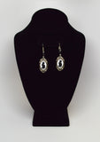 Black Cat Cameo Dangle Earrings with Black Bead #1047