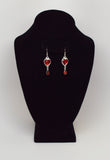 Gothic Romance Red Heart Crystal Dangle Earrings in Thorns #1048