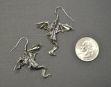 Mystical Dragon Earrings Silver Finish Medieval Renaissance Jewelry #818