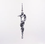 Gothic Maiden Wrapped In Dragon Holding Sword Silver Finish Pewter Earrings with Earring Wires #865