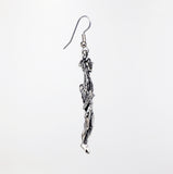 Gothic Maiden Wrapped In Dragon Holding Sword Silver Finish Pewter Earrings with Earring Wires #865
