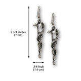 Gothic Maiden Wrapped In Dragon Holding Sword Silver Finish Pewter Earrings with Earring Wires #865
