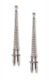 Double Chain Hanging Daggers Earrings Silver Pewter Gothic Jewelry #983