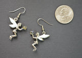 Fairy Holding Crystal Ball with Sparkling Wings Dangle Earrings #989
