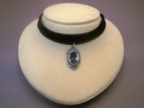 Black Velvet Choker with Gothic Lolita Cameo Black on White CH-1024